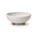 Matera terrario media luna de cemento con patas de madera, 19x9 cm